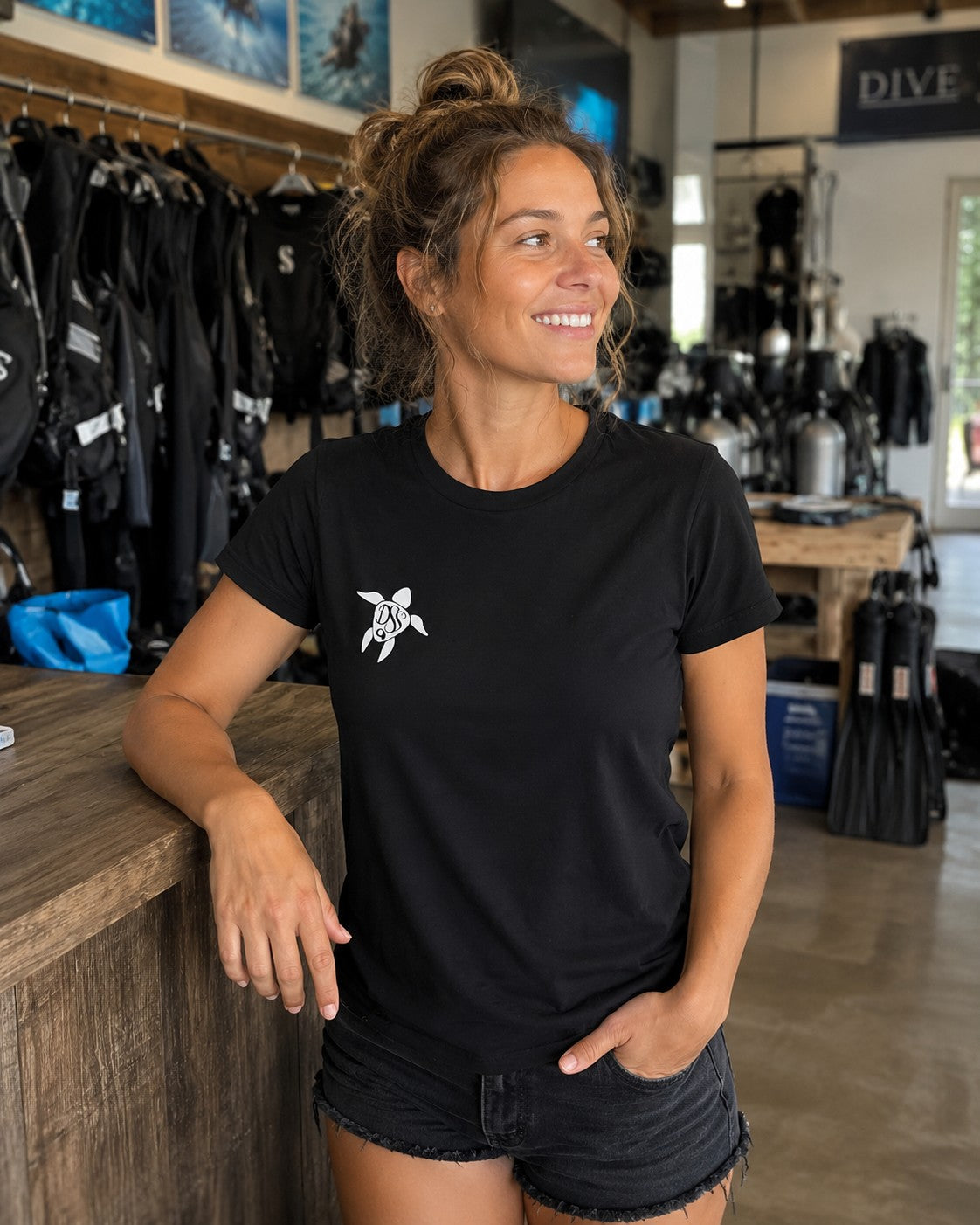 DSS Women's Black Logo Relaxed Jersey Tee